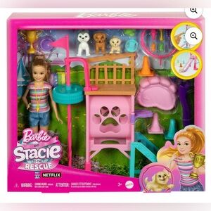 Barbie and Stacie to The Rescue Puppy Playground Playset with Doll, 3 Pet Dog